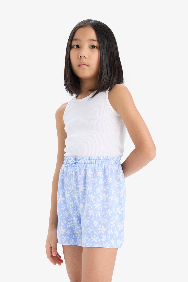 DeFacto Blue Girl Girl Floral Patterned Viscose Shorts Casual - Image 4